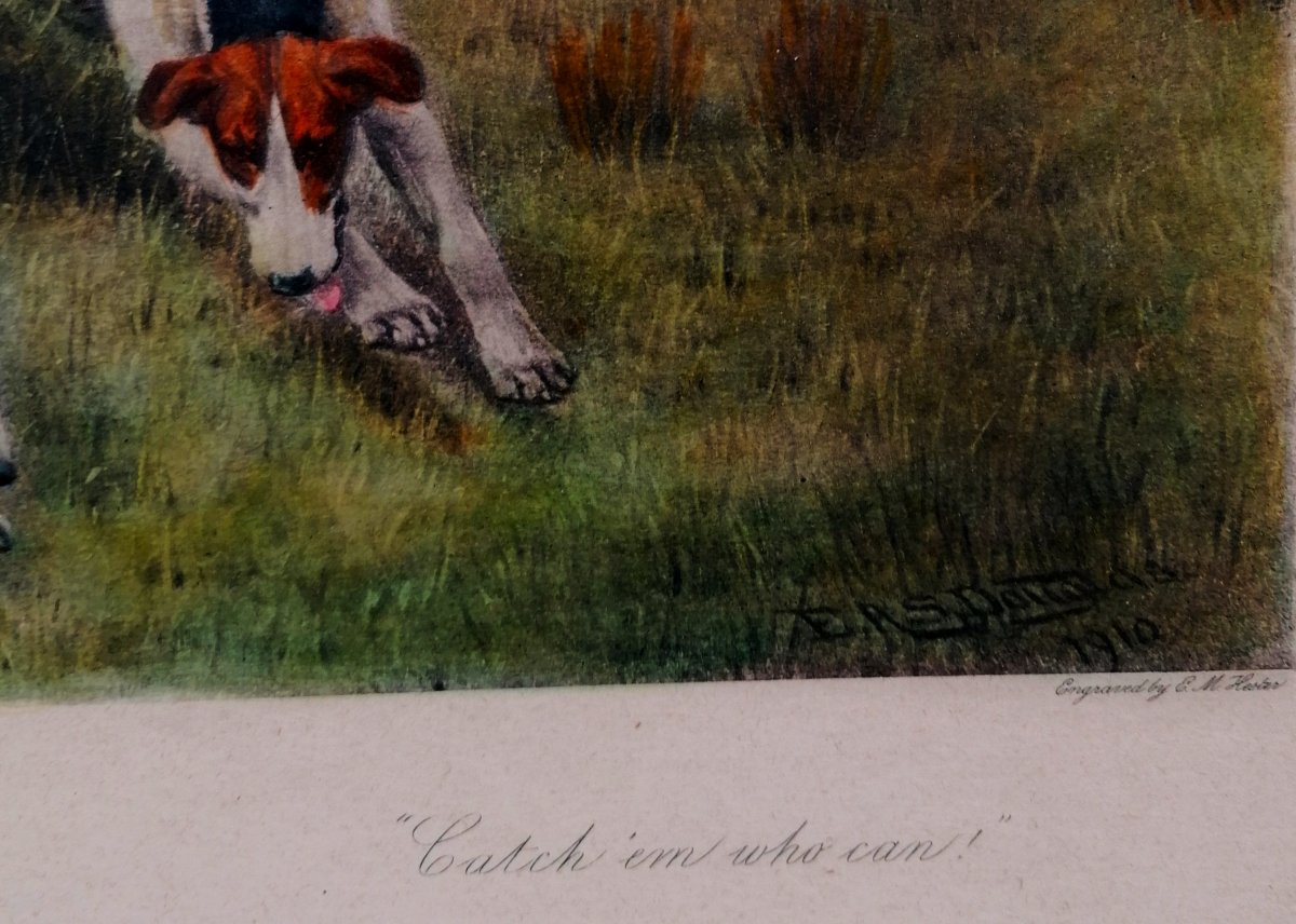 Edward Algernon Stuart Douglas - Engraving Of A Hunting Scene - 20th Century --photo-3