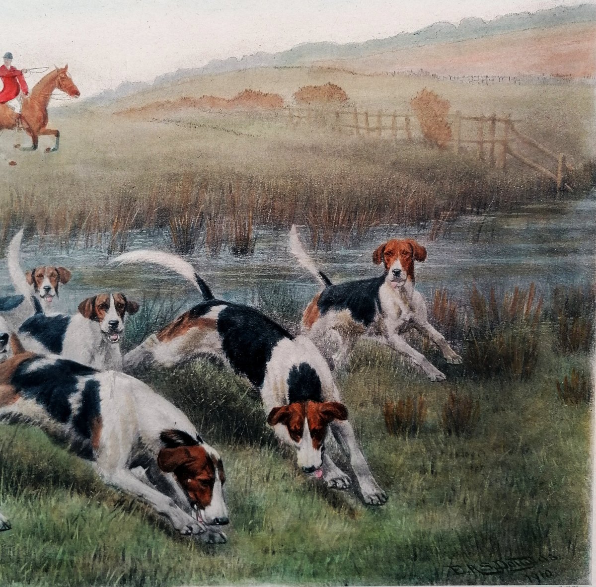 Edward Algernon Stuart Douglas - Engraving Of A Hunting Scene - 20th Century --photo-2