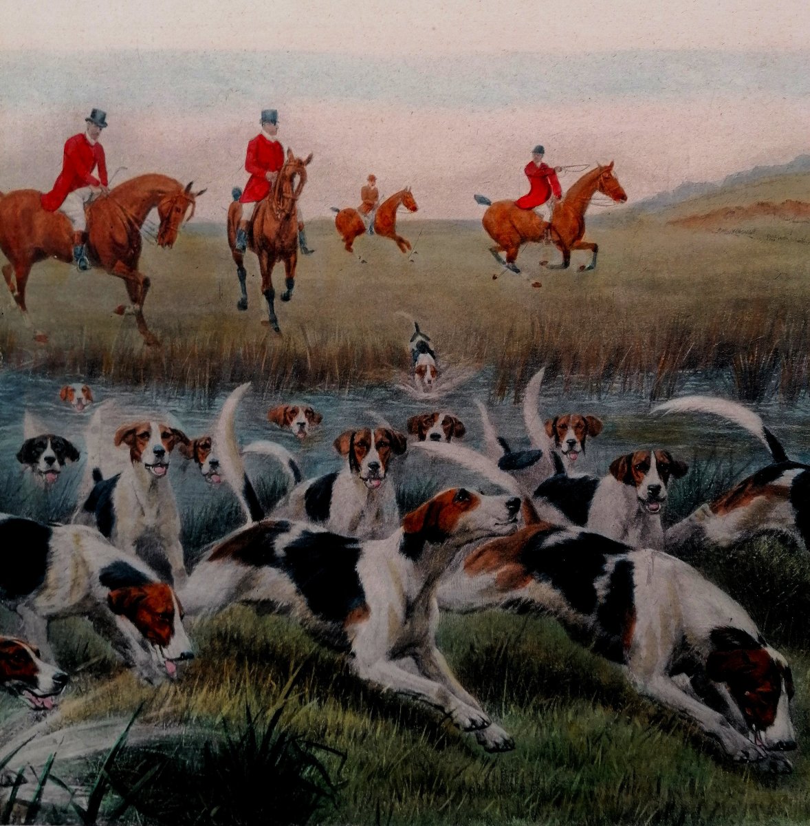 Edward Algernon Stuart Douglas - Engraving Of A Hunting Scene - 20th Century --photo-3