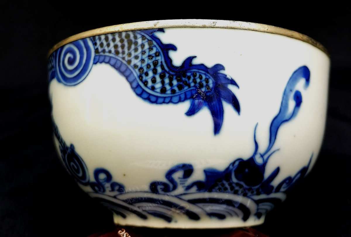 Vietnam - Porcelain Bowl - Decorated In Hue Blue - "noi Phu" Mark With 2 Characters - 19th Century -photo-4