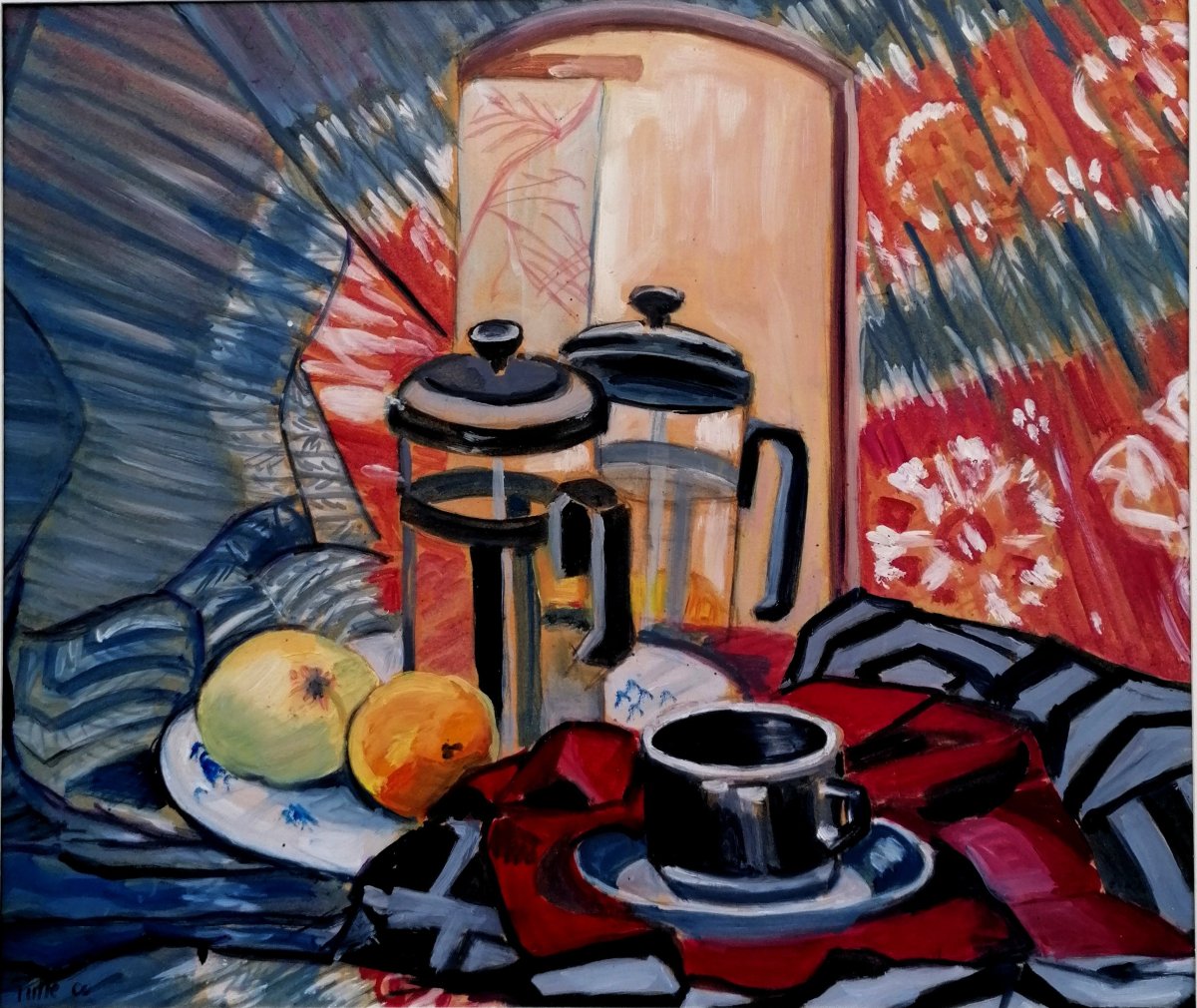 Oil On Cardboard - Still Life - Signed - Circa 1960–1980 --photo-2