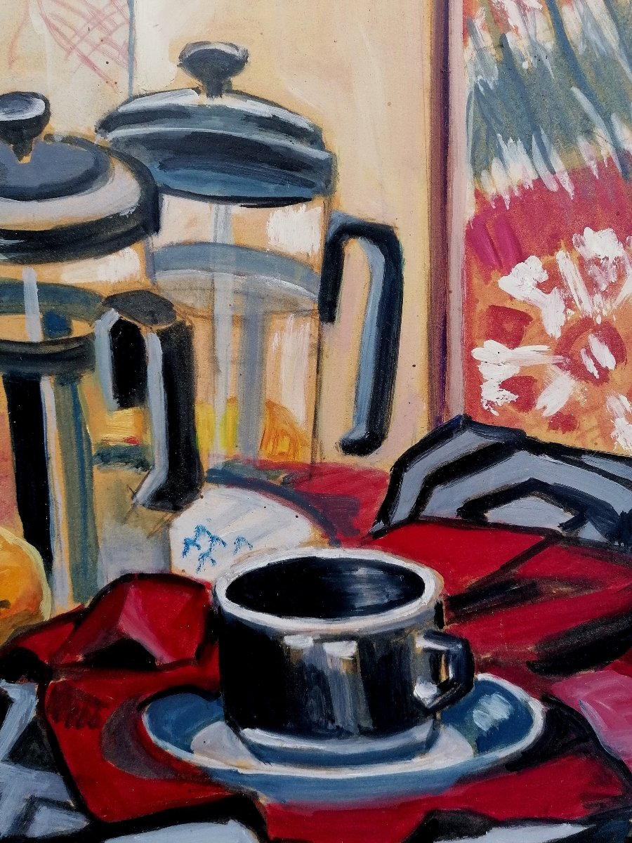 Oil On Cardboard - Still Life - Signed - Circa 1960–1980 --photo-4