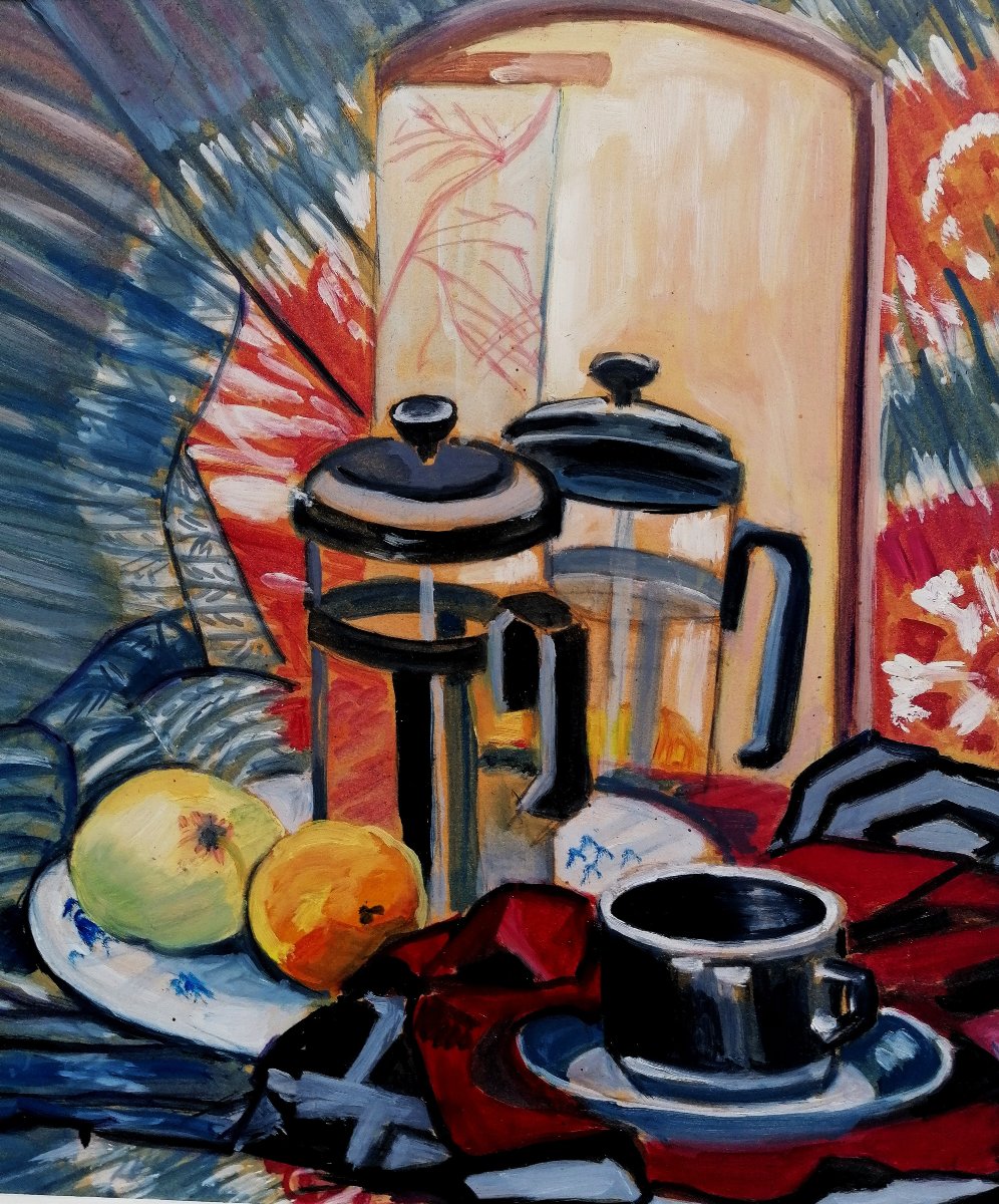 Oil On Cardboard - Still Life - Signed - Circa 1960–1980 --photo-1