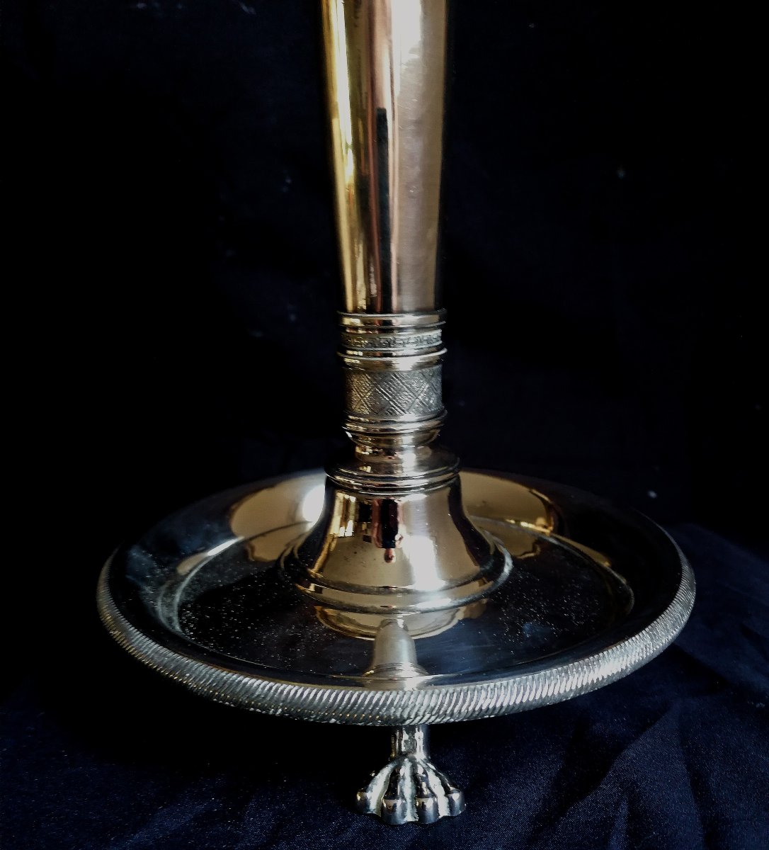 Silver-plated Bronze Lamp Base - 19th Century - Louis XVI Style - Chrysalia?-photo-2