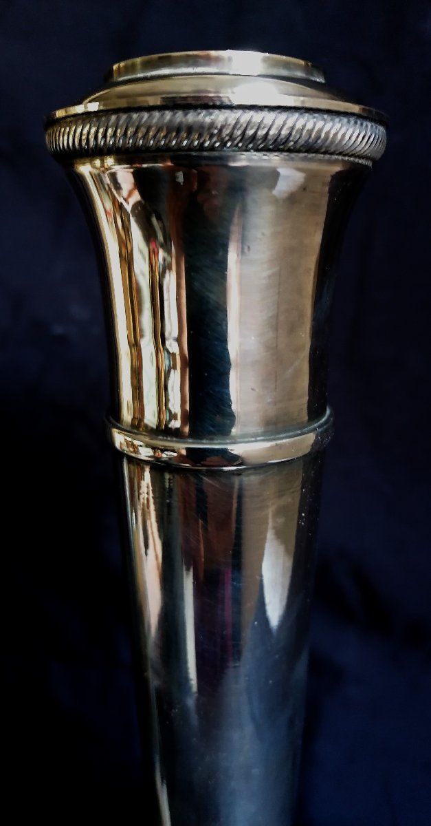 Silver-plated Bronze Lamp Base - 19th Century - Louis XVI Style - Chrysalia?-photo-3