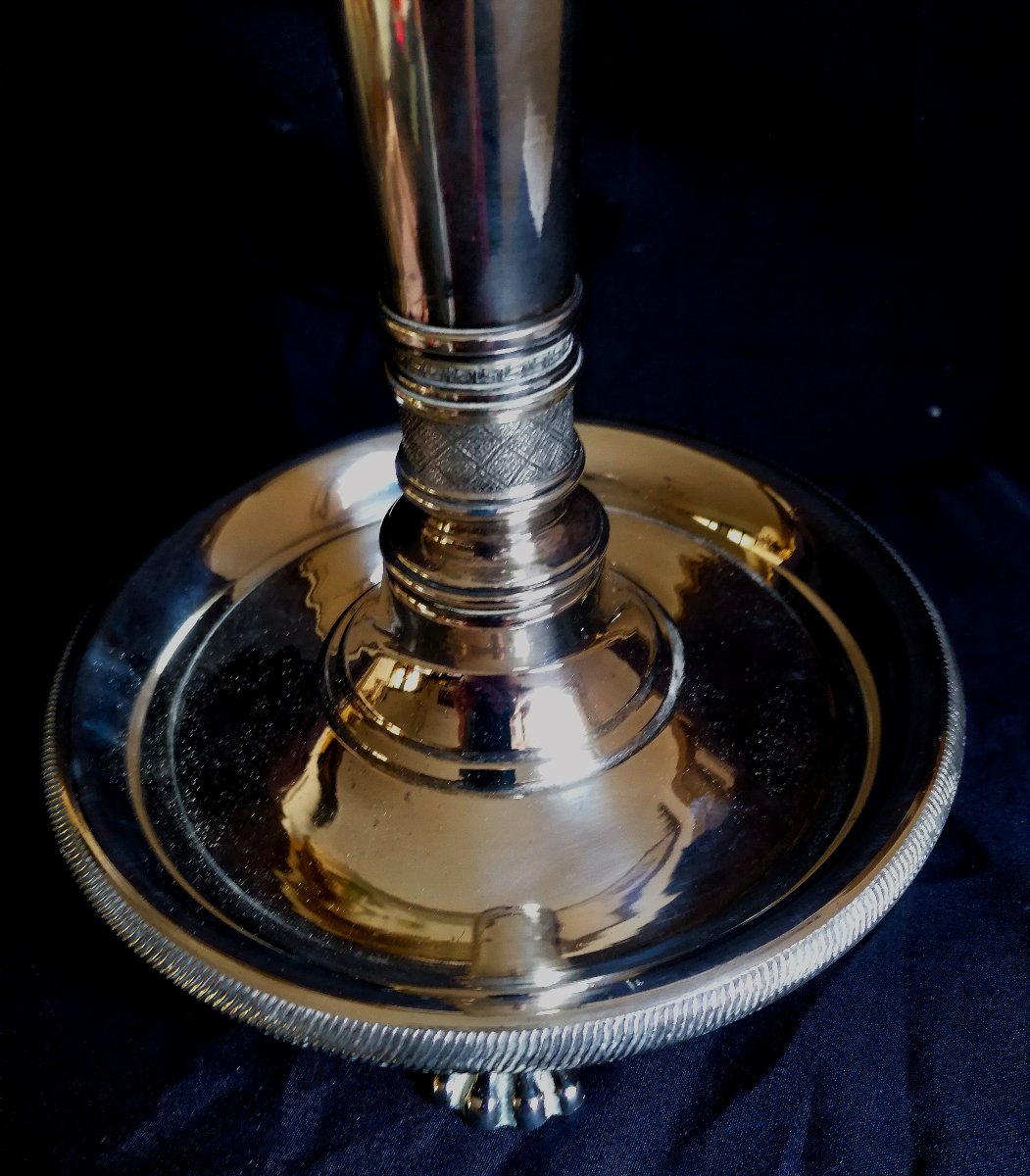 Silver-plated Bronze Lamp Base - 19th Century - Louis XVI Style - Chrysalia?-photo-4