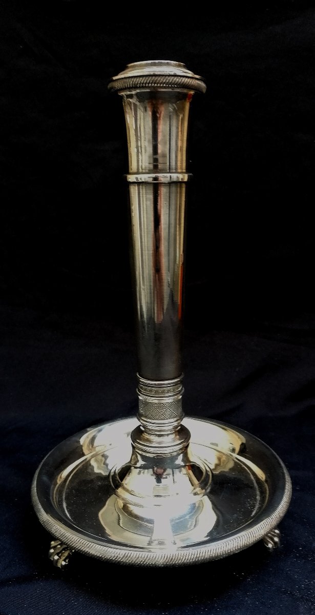 Silver-plated Bronze Lamp Base - 19th Century - Louis XVI Style - Chrysalia?-photo-4