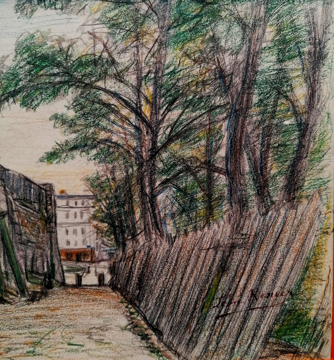 LEON RENIER - DESSIN CRAYON GRAS - RUE SAINT VINCENT - MONTMARTRE - PARIS - 1916 - 1/3-photo-3