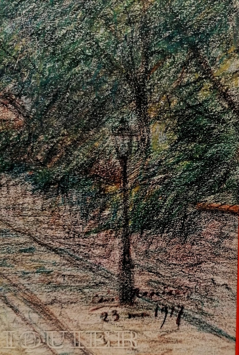 LEON RENIER - DESSIN CRAYON GRAS - RUE DE L'ABREUVOIR - MONTMARTRE - SACRE COEUR - 1917 - 3/3-photo-1