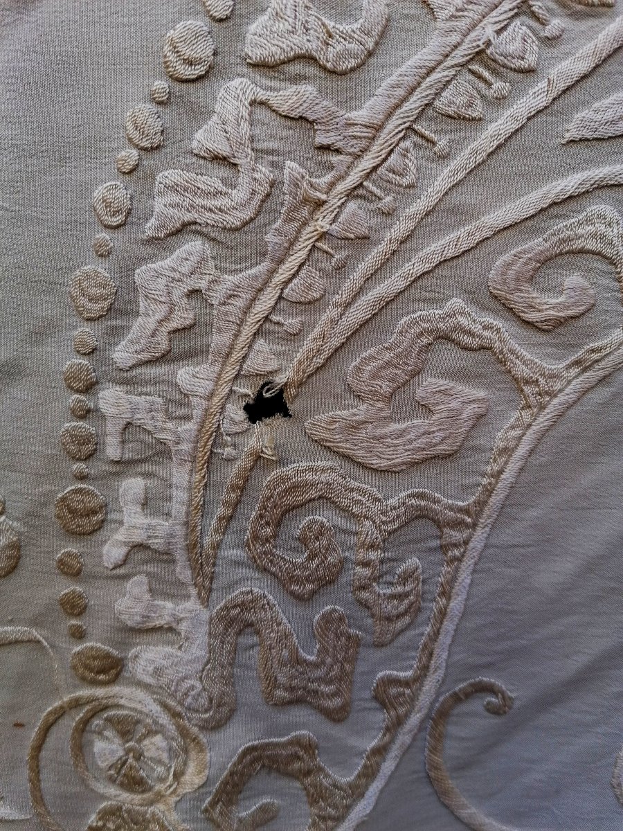 Antique Chinese Embroidered Shalw From Manila - Silk Embroidered With Flowers And Roses - Late 19th Century --photo-6
