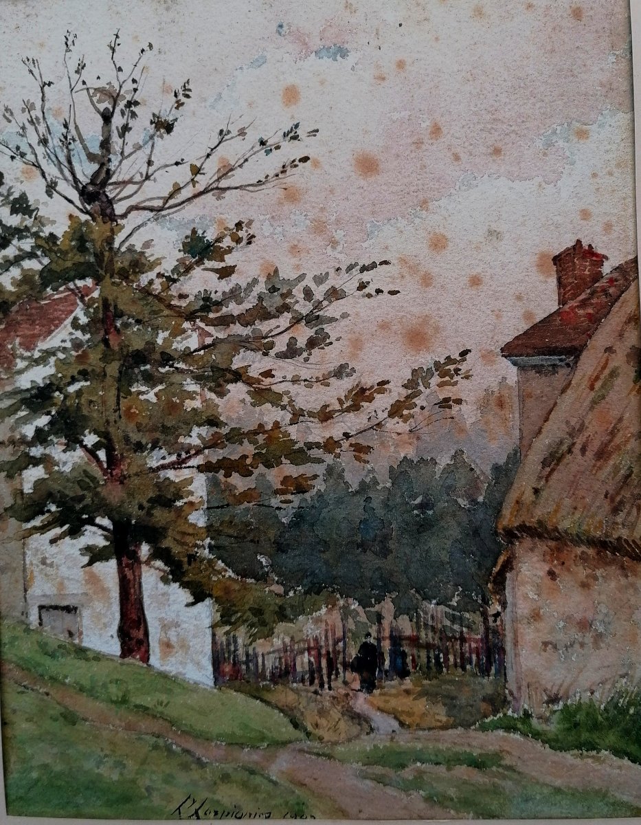 Henri Harpignies 1819–1916 - Entrance To A Busy Farm - Circa 1907 --photo-2