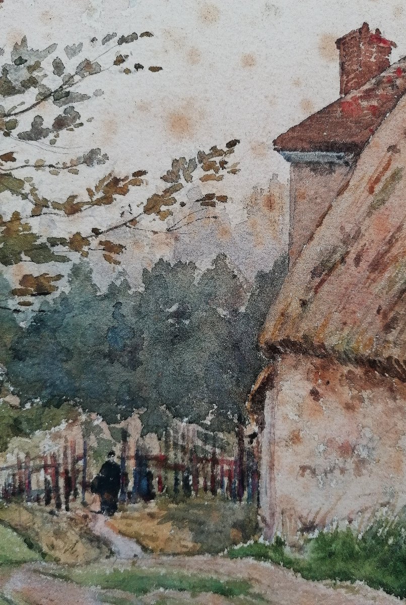 Henri Harpignies 1819–1916 - Entrance To A Busy Farm - Circa 1907 --photo-2