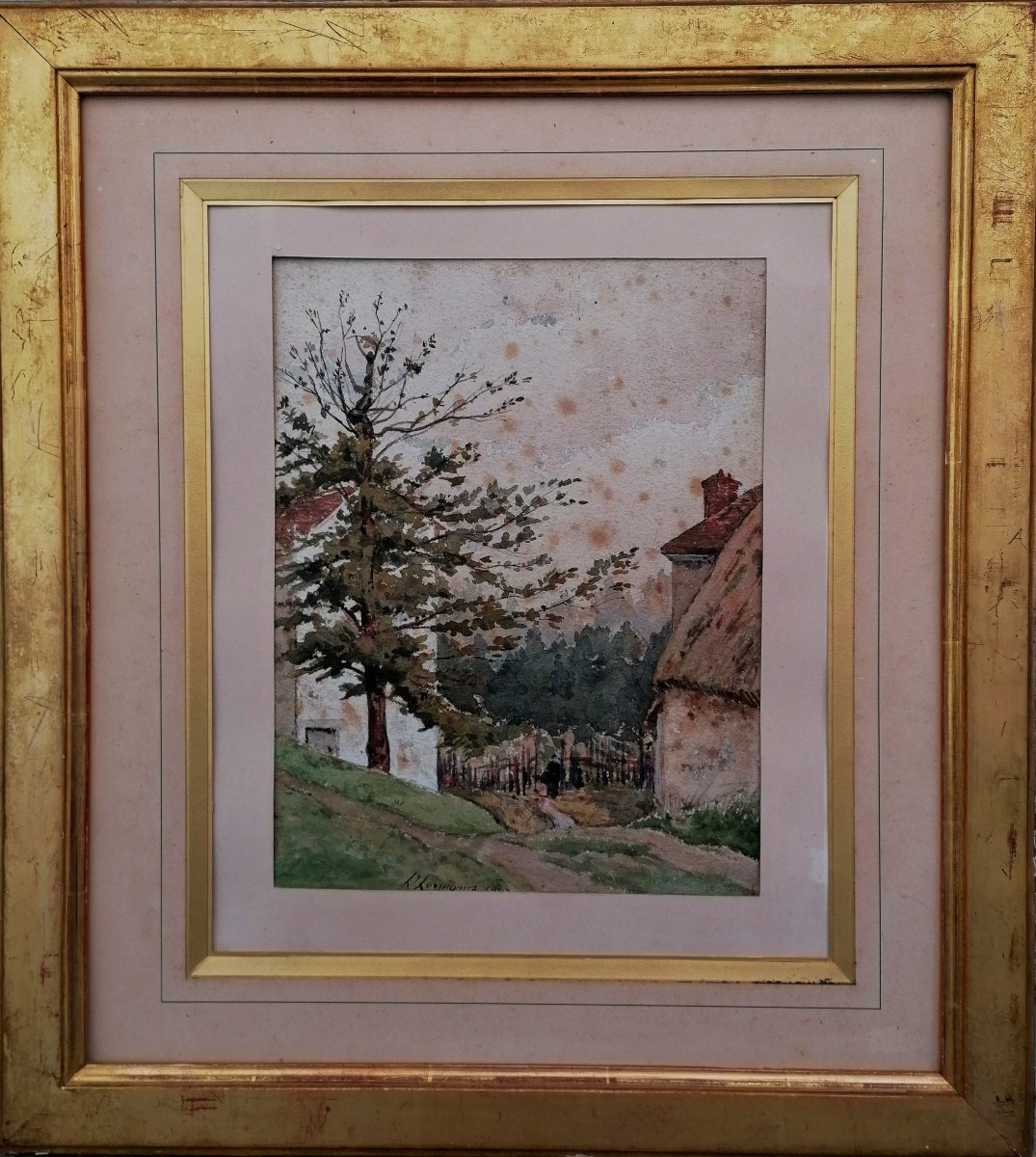 Henri Harpignies 1819–1916 - Entrance To A Busy Farm - Circa 1907 -