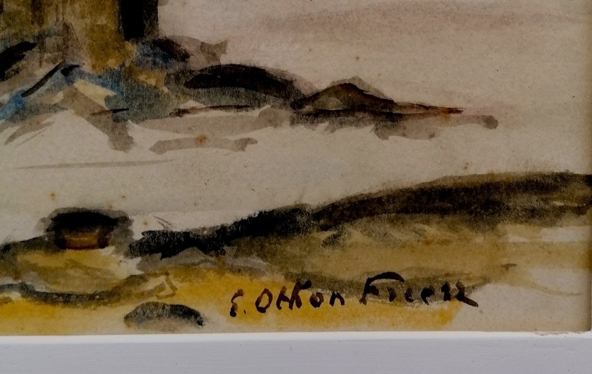 Emile Othon Friez - Watercolor - Seascape - Le Grand Be? Saint-malo? Post-impressionist - 1935-photo-3
