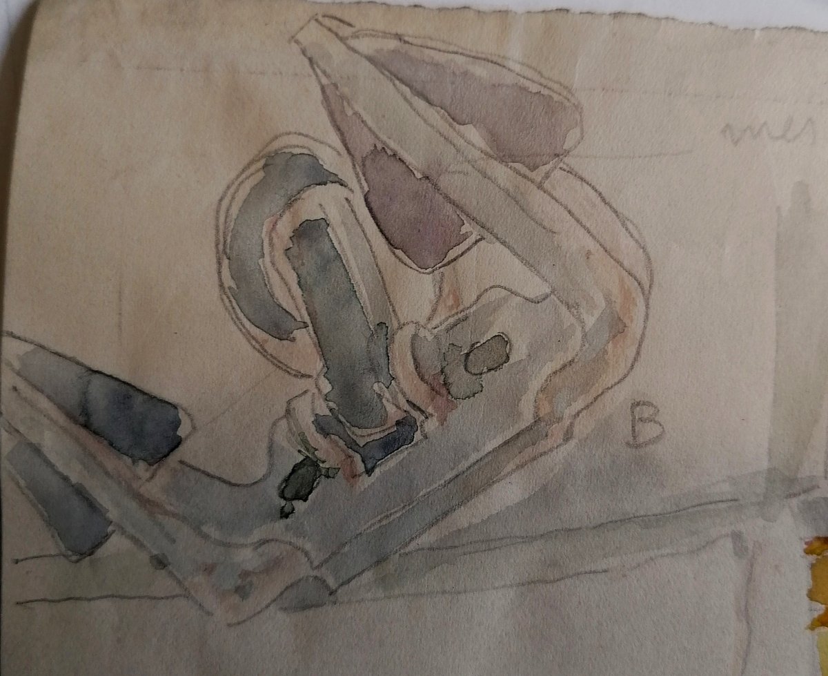 VICENTE SANTAOLARIA - AQUARELLE - PORTRAIT D'UN NAVIRE - ECOLE ESPAGNOLE - -photo-3
