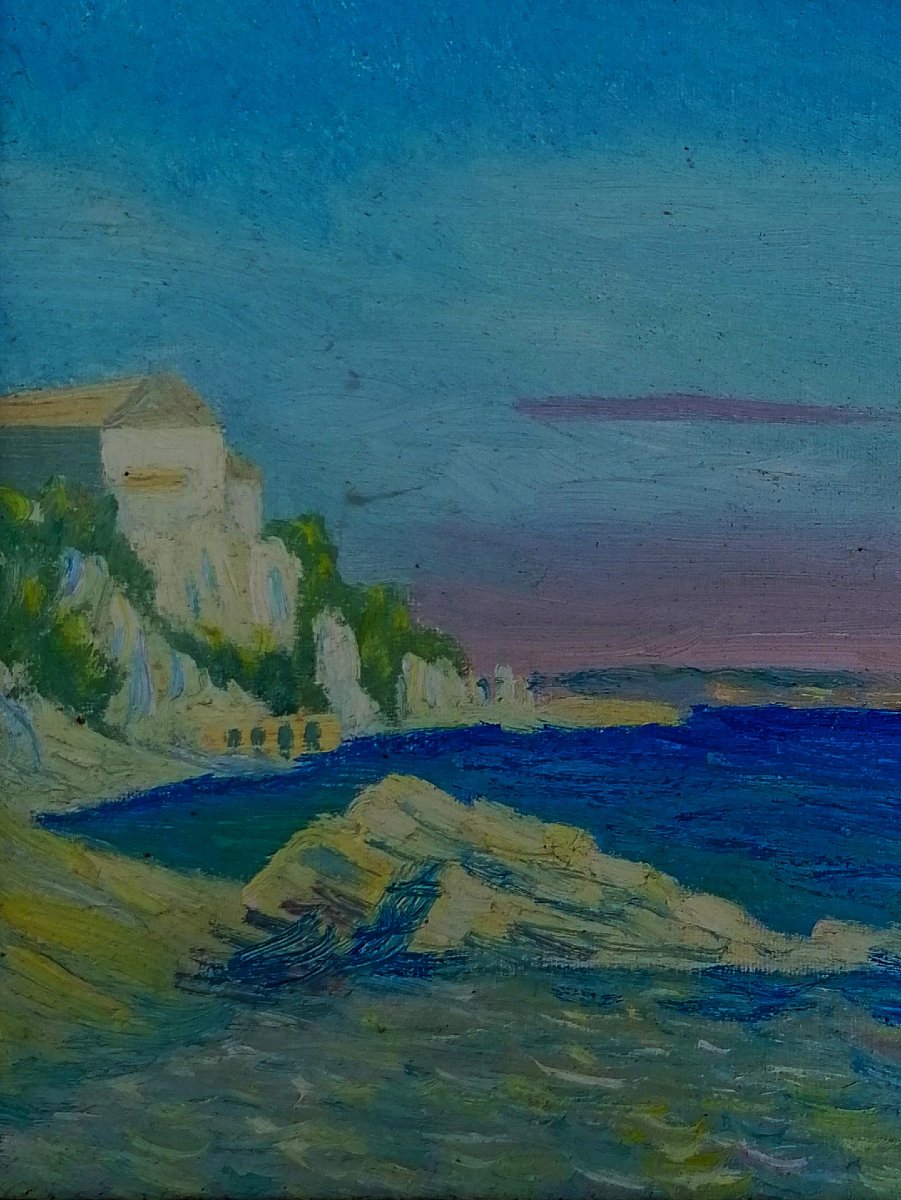 Oil On Canvas - Mediterranean Landscape - Early 20th Century - Signed --photo-2