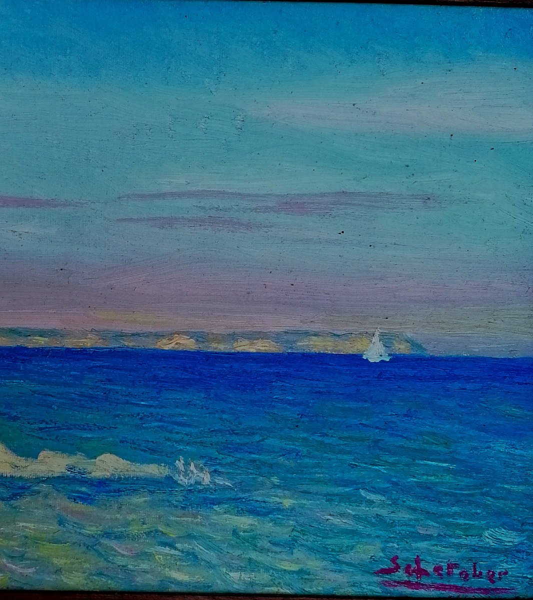 Oil On Canvas - Mediterranean Landscape - Early 20th Century - Signed --photo-3