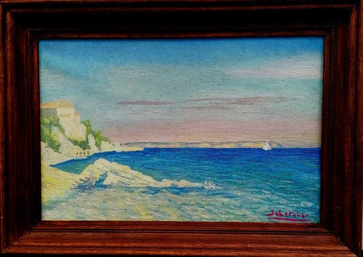 Oil On Canvas - Mediterranean Landscape - Early 20th Century - Signed --photo-1