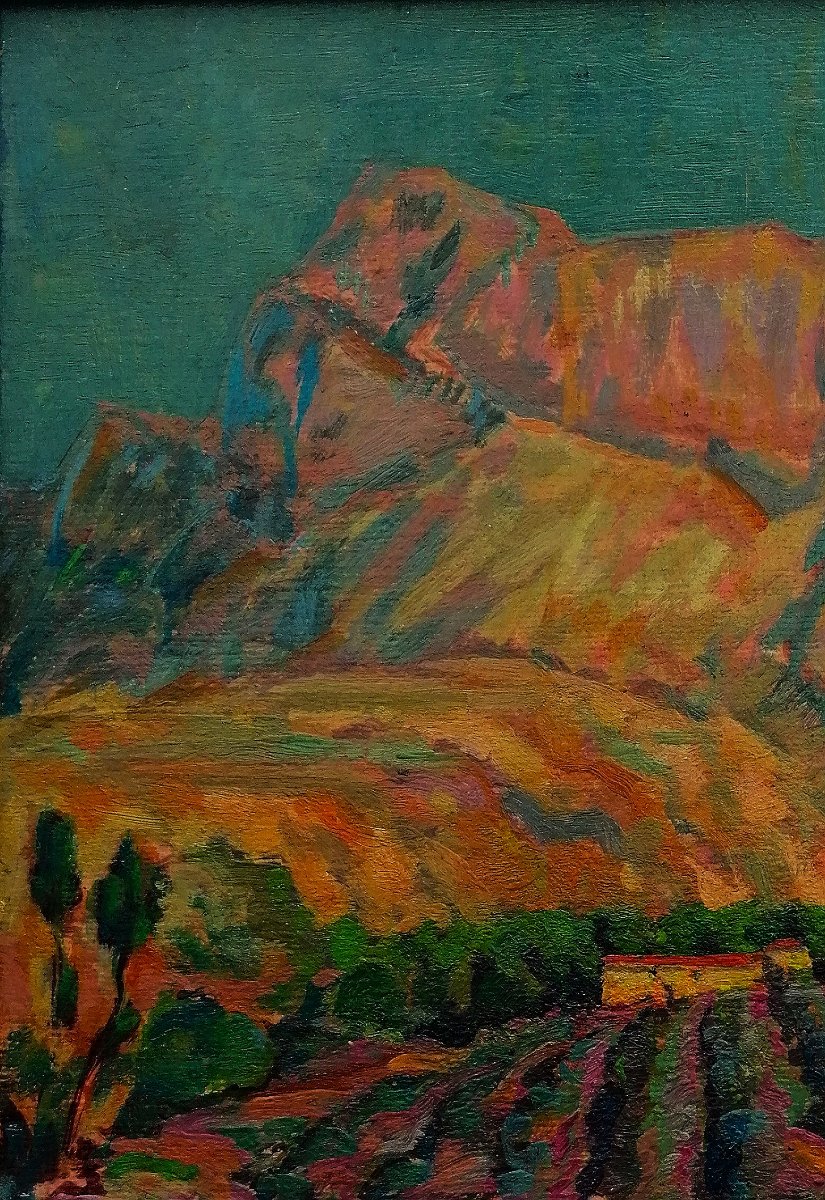 R. KNIGHT 1963 - HUILE SUR CARTON - PAYSAGE POST IMPRESSIONNISTE - -photo-4