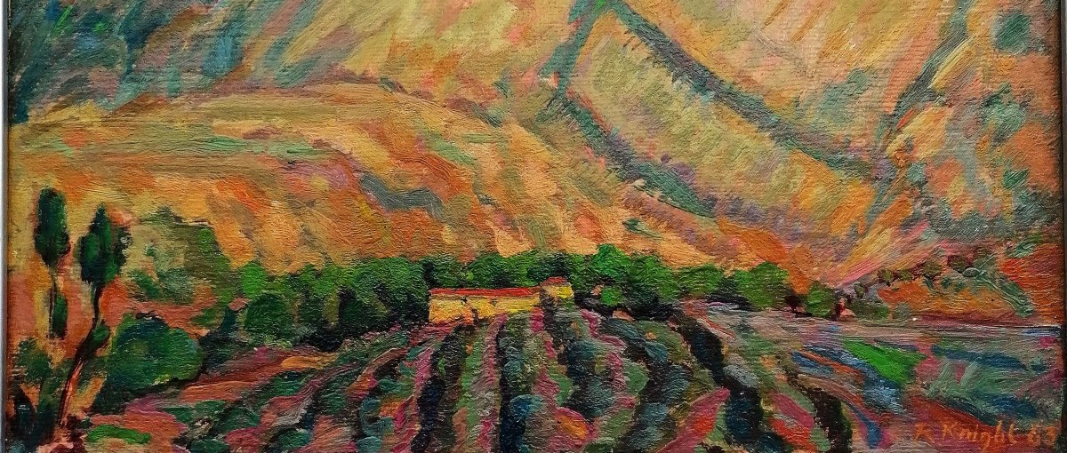 R. KNIGHT 1963 - HUILE SUR CARTON - PAYSAGE POST IMPRESSIONNISTE - -photo-2