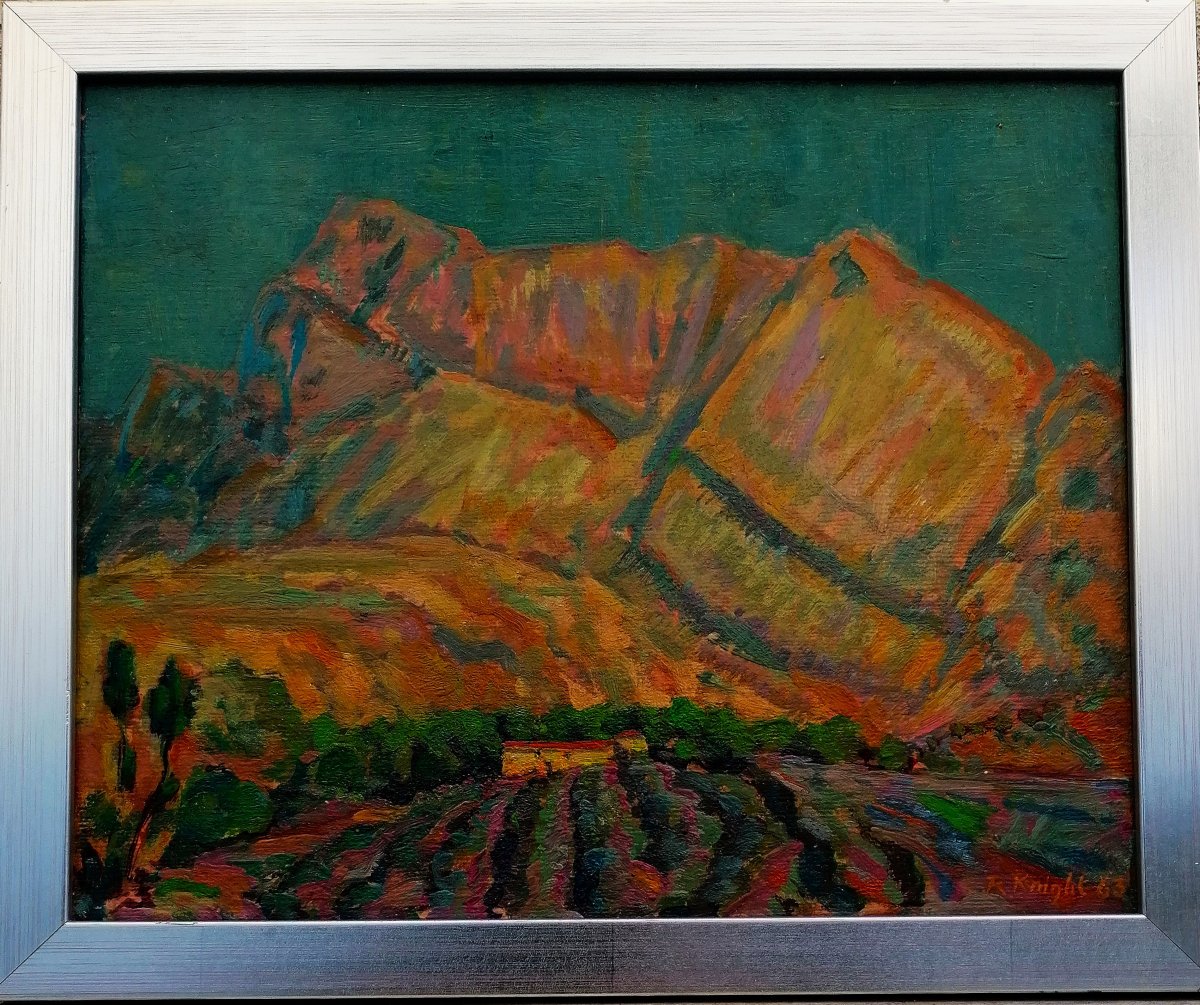 R. KNIGHT 1963 - HUILE SUR CARTON - PAYSAGE POST IMPRESSIONNISTE - 