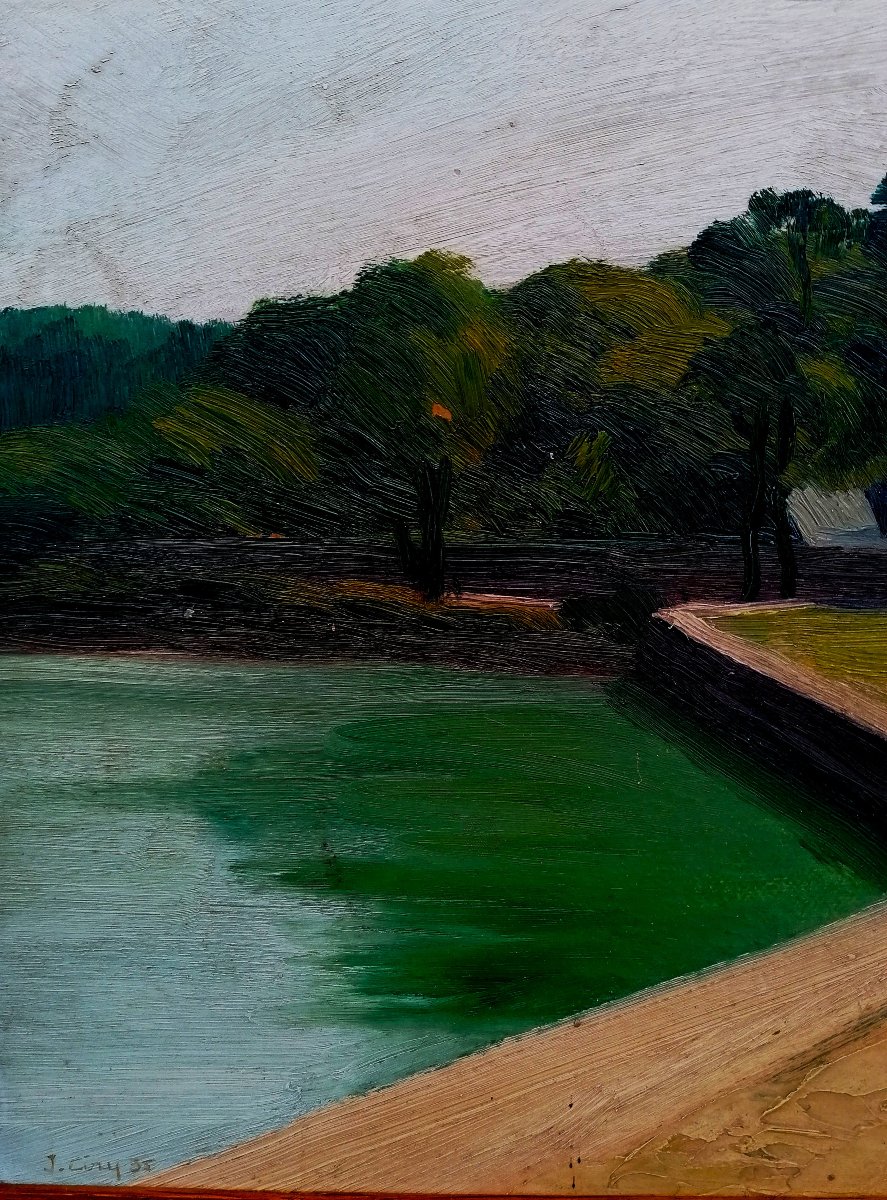 JACQUES CIRY - PAYSAGE DATE DE 1935 - HUILE SUR CARTON --photo-4