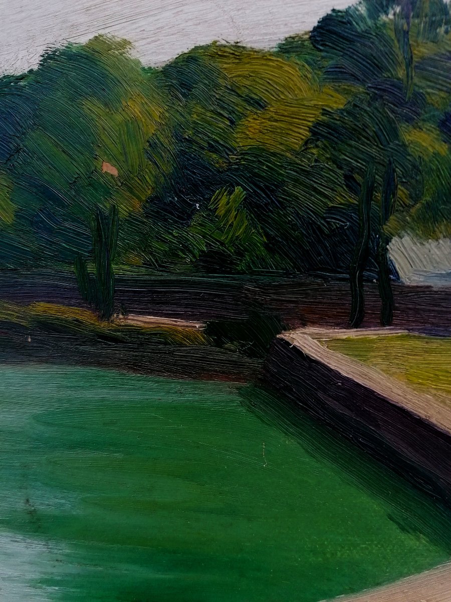 JACQUES CIRY - PAYSAGE DATE DE 1935 - HUILE SUR CARTON --photo-2