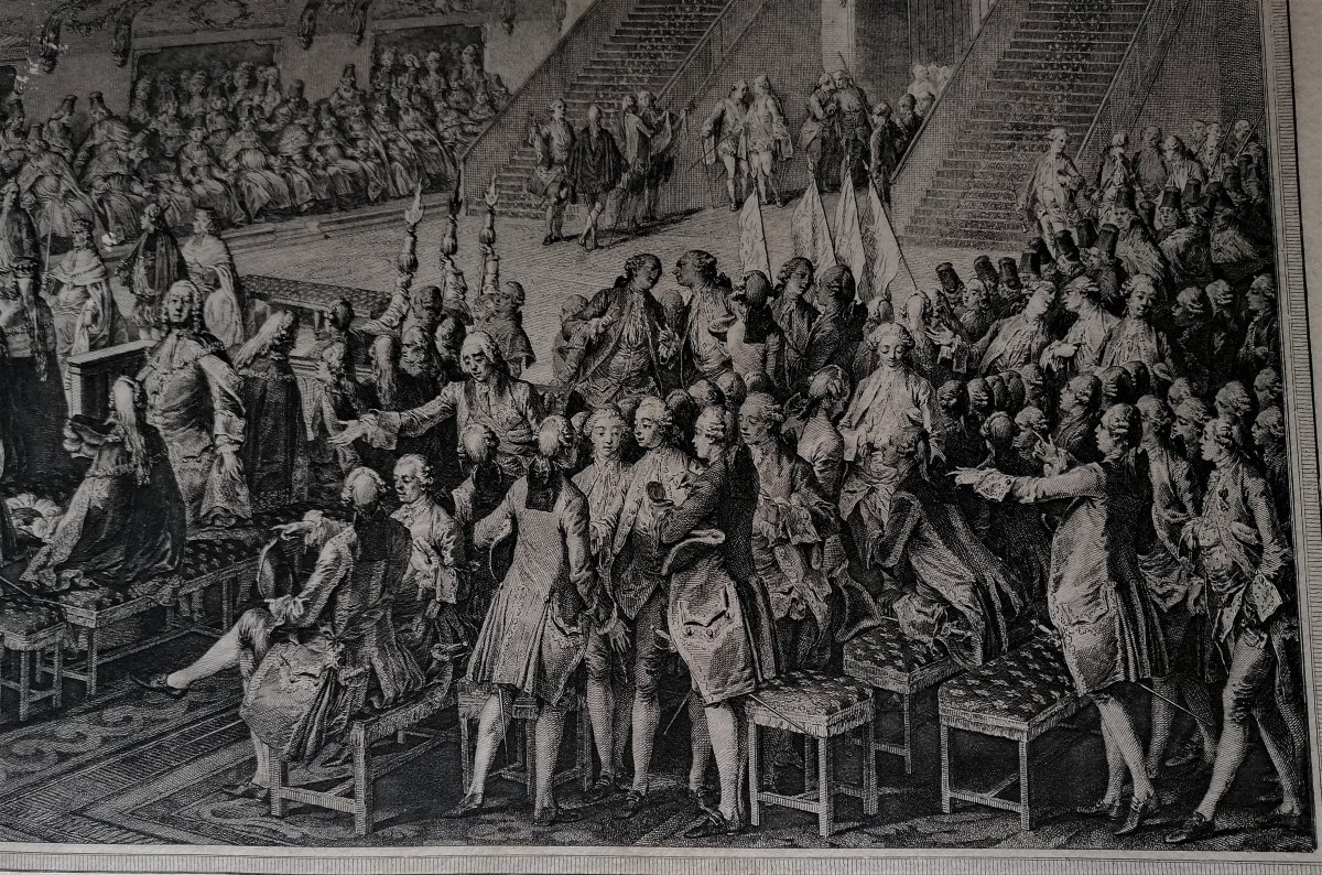 Gravure-moreau Le Jeune Graveur-serment De Louis XVI A Son Sacre En 1775 A Rheims--photo-1