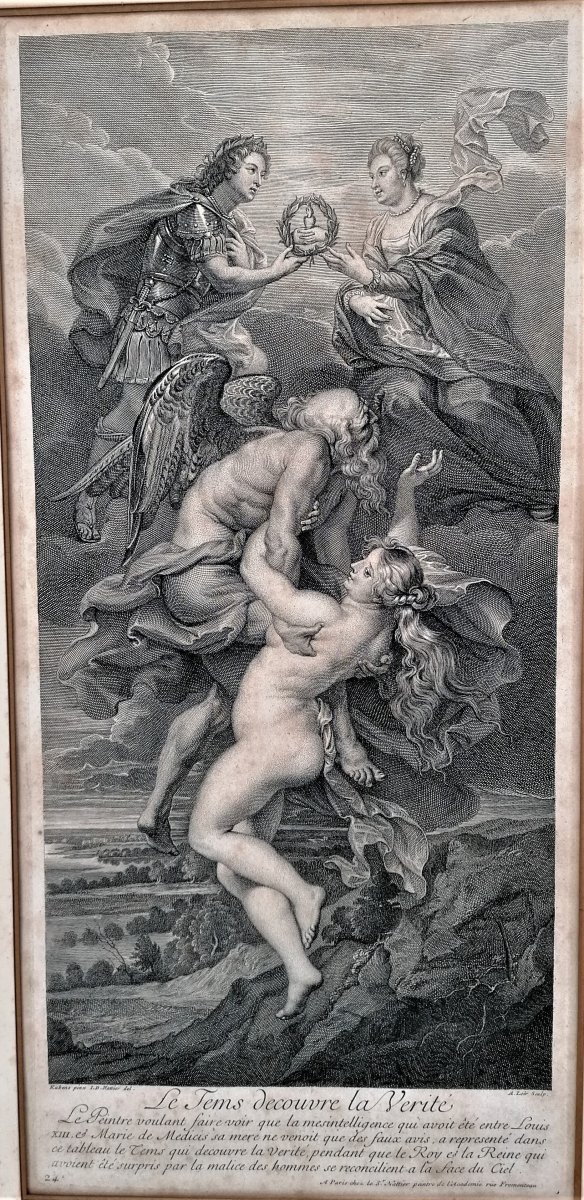 Engraving-paul Rubens-jean Marc Nattier-alexis Loir-le Tems Discover La Verite-marie De Medic-
