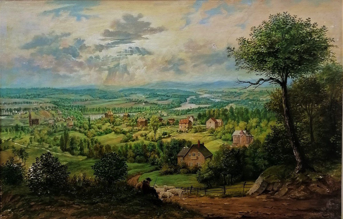 Huile - Paysage Panoramique - Debut XX Eme - 60 X 90 Cm -