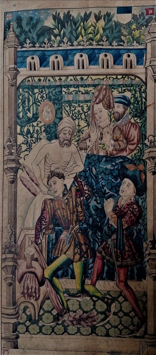 Watercolor - D Apres Rogier Van Der Weyden - Bruxelles - Bern - Herkenbald - Tapestry --photo-3