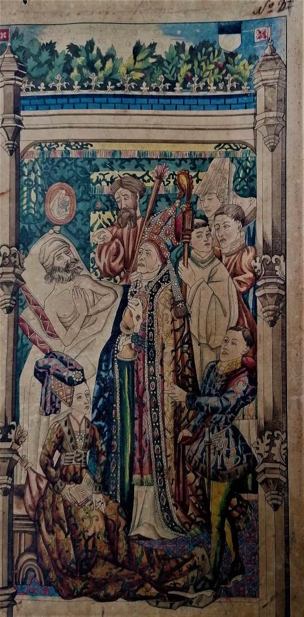 Watercolor - D Apres Rogier Van Der Weyden - Bruxelles - Bern - Herkenbald - Tapestry --photo-4