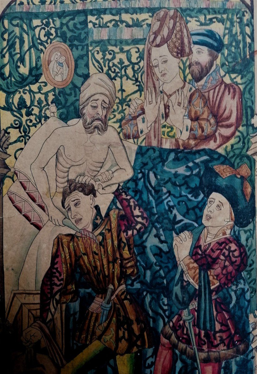 Watercolor - D Apres Rogier Van Der Weyden - Bruxelles - Bern - Herkenbald - Tapestry --photo-1
