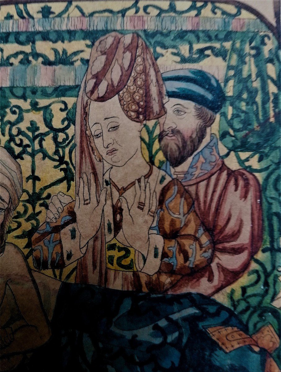 Watercolor - D Apres Rogier Van Der Weyden - Bruxelles - Bern - Herkenbald - Tapestry --photo-5