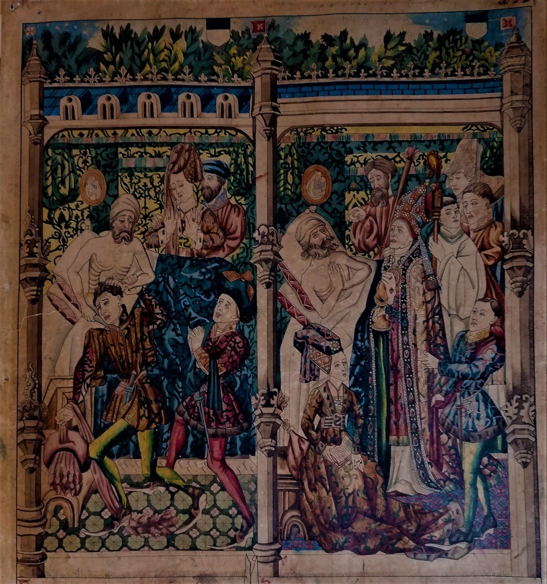 Watercolor - D Apres Rogier Van Der Weyden - Bruxelles - Bern - Herkenbald - Tapestry -