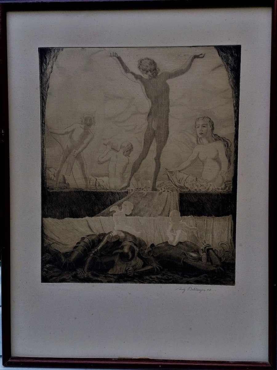 August Babberger - Dry Point - German Symbolist School - Beginning XX Eme --photo-3