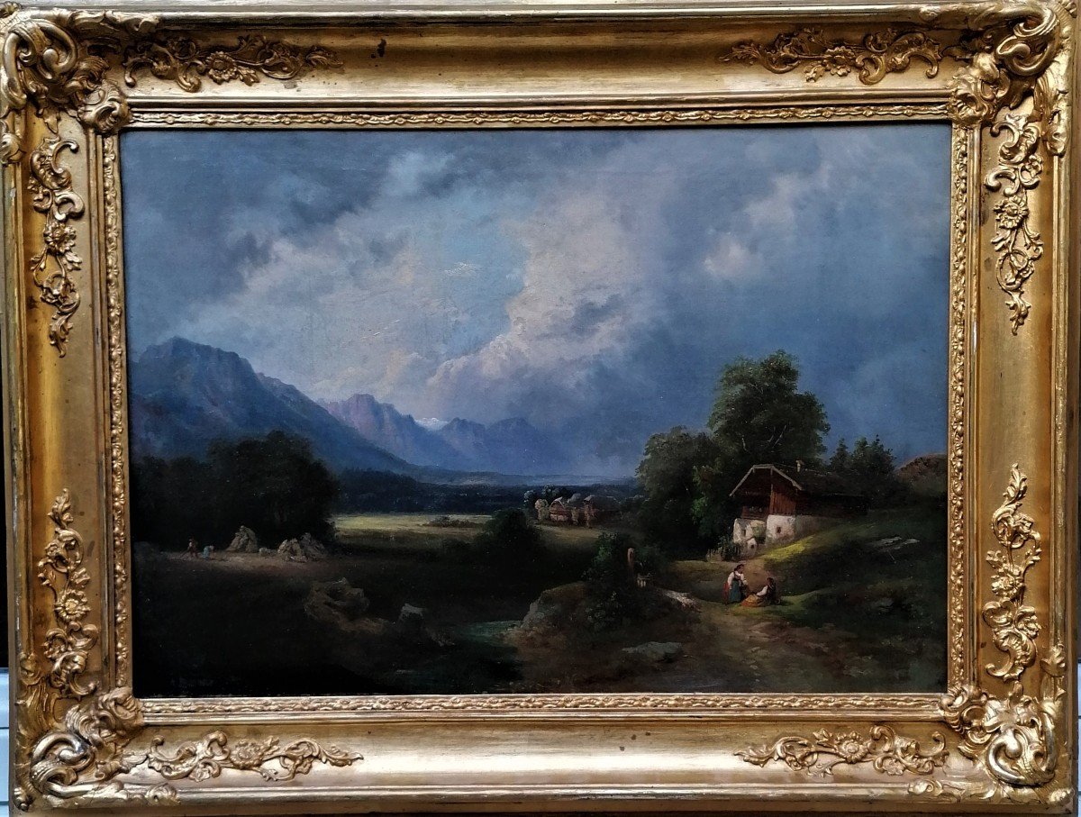 August Wilhelm Leu - Alpine Landscape - German School - Circa 1867 --photo-2