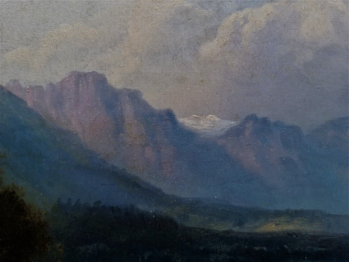 August Wilhelm Leu - Alpine Landscape - German School - Circa 1867 --photo-4