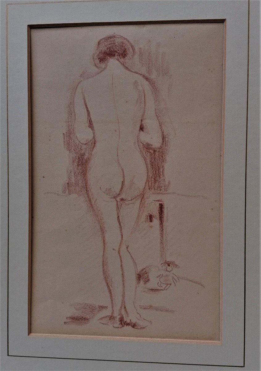 Dessin A La Sanguine - Nu De Dos - Epoque XX Eme Siecle-photo-2