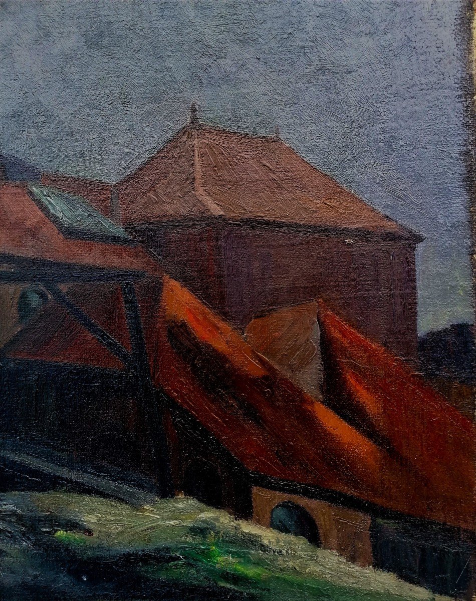 Henry Diener - Paysage Minier Et Industriel - Huile Sur Toile - XX Eme Siecle --photo-4