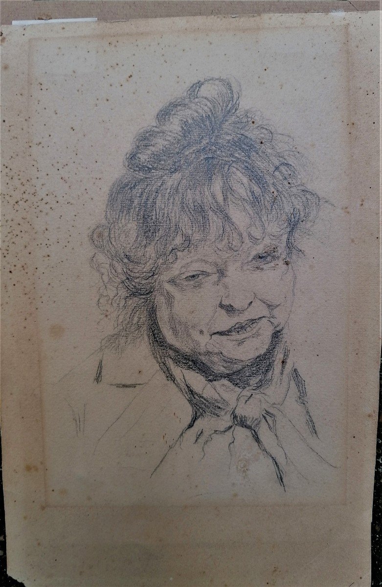 Edgar Chahine (after) - Drawing - Portrait Of Louise France (thérèse Wolff)-photo-2