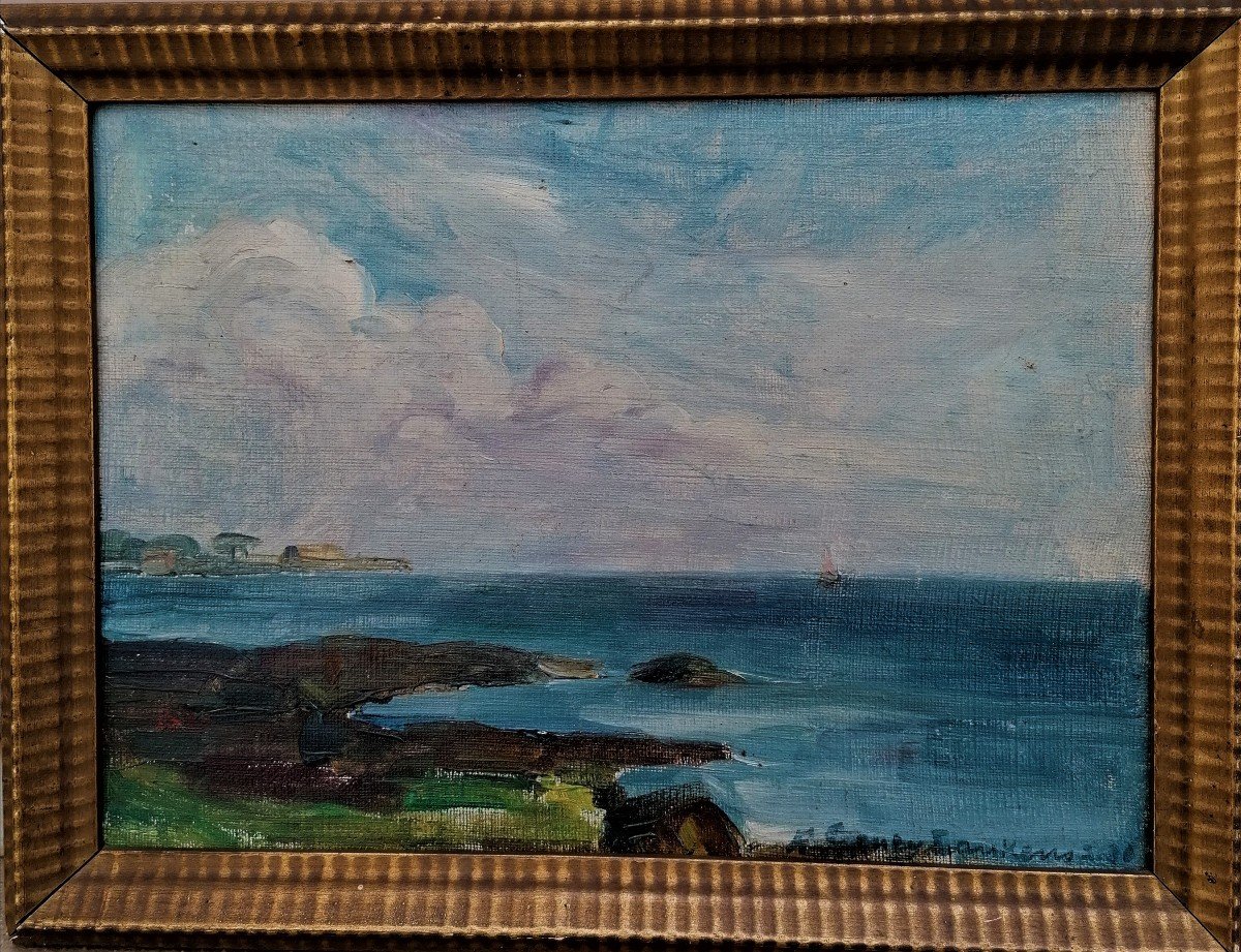 Anne-fanny Geney-laukens - Marine - Oil - Circa 1930 - Alsatian School --photo-2