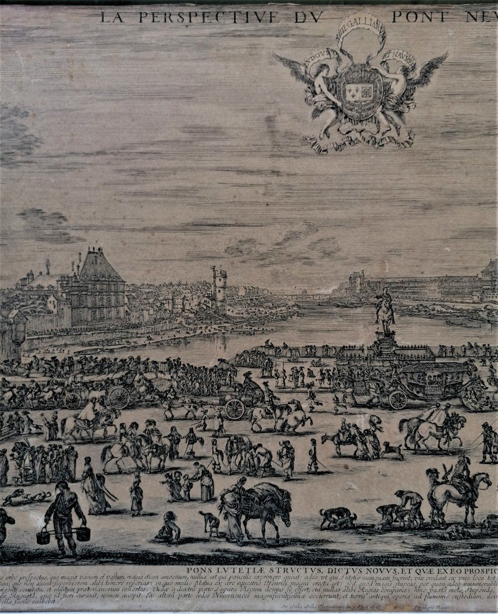 Stafano Della Bella ( 1610-1664) - Eau Forte - La Perspective Du Pont Neuf De Paris - XVII Eme -photo-3