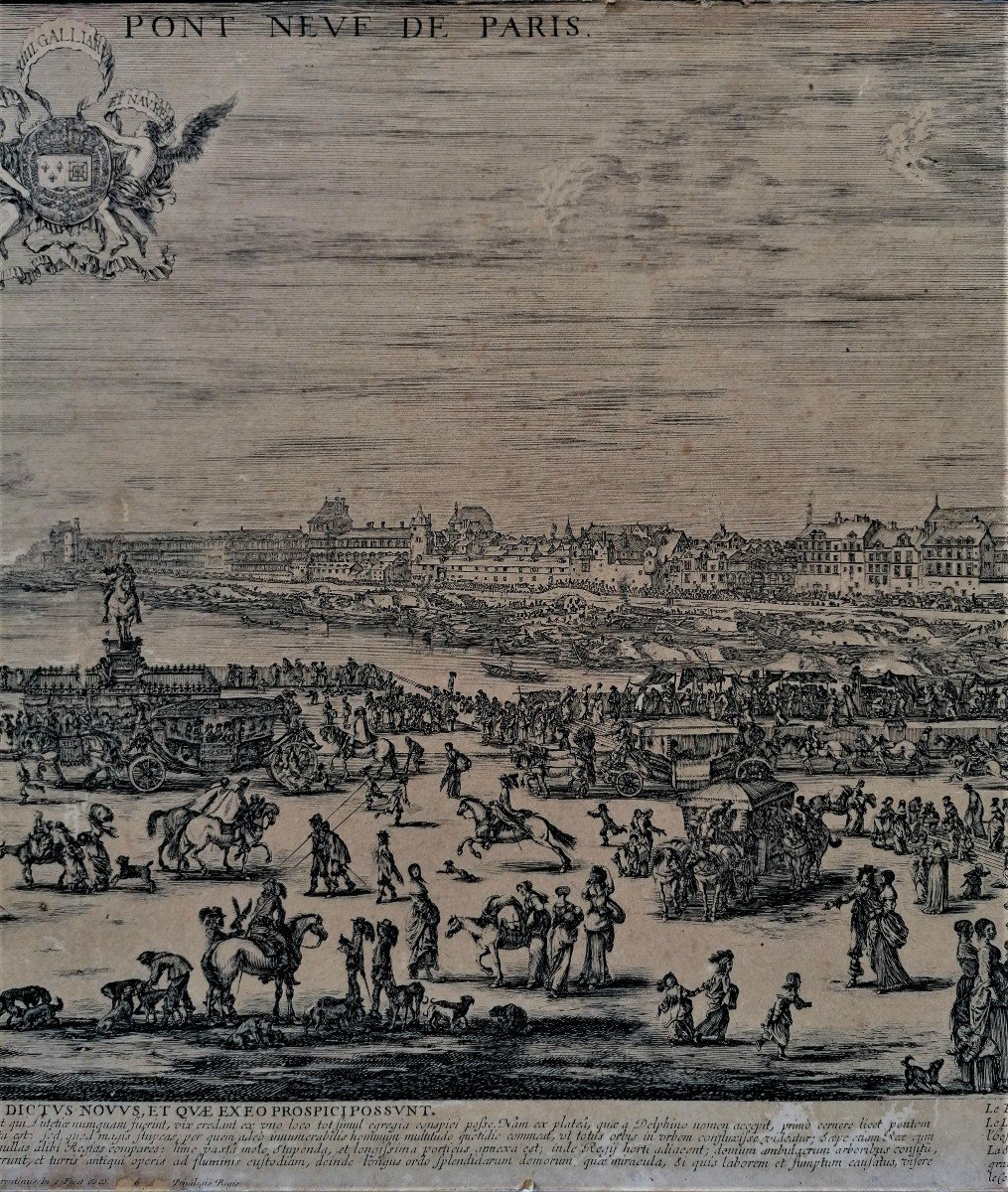 Stafano Della Bella ( 1610-1664) - Eau Forte - La Perspective Du Pont Neuf De Paris - XVII Eme -photo-1