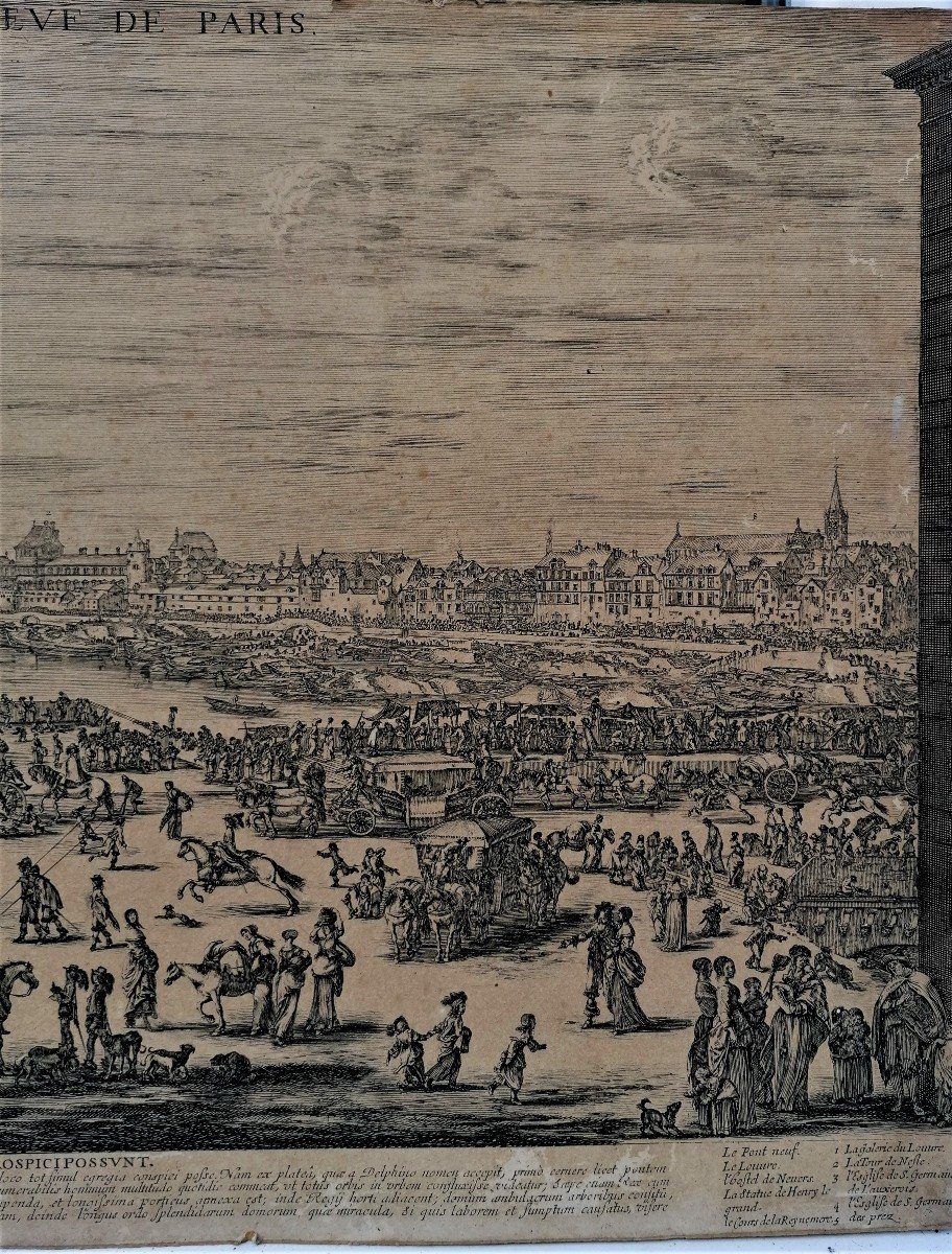 Stafano Della Bella ( 1610-1664) - Eau Forte - La Perspective Du Pont Neuf De Paris - XVII Eme -photo-2
