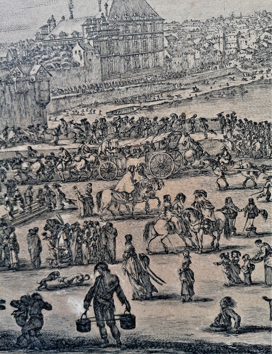 Stafano Della Bella (1610-1664) - Etching - The Perspective Of The Pont Neuf In Paris - XVII Eme-photo-3
