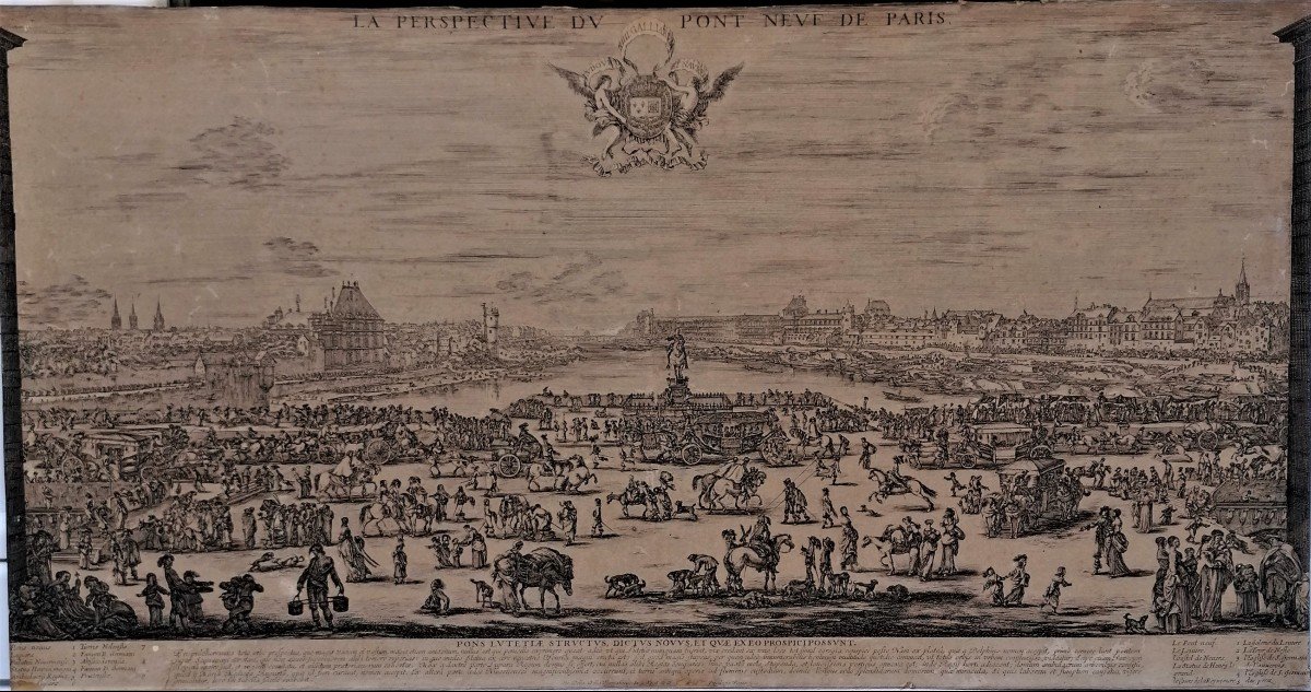 Stafano Della Bella ( 1610-1664) - Eau Forte - La Perspective Du Pont Neuf De Paris - XVII Eme 