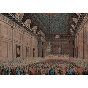 Eau Forte - Thomas Rowlandson - Hall Des Francs-macons A Londres - Debut XIX Eme -