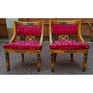 Pair Of Bergères Return From Egypt Empire Style - XX Eme Century -