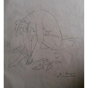 Gravure -pablo Picasso - Ballerine Ajustant Son Chausson - Joseph Foret 1954 - Papier Velin - 